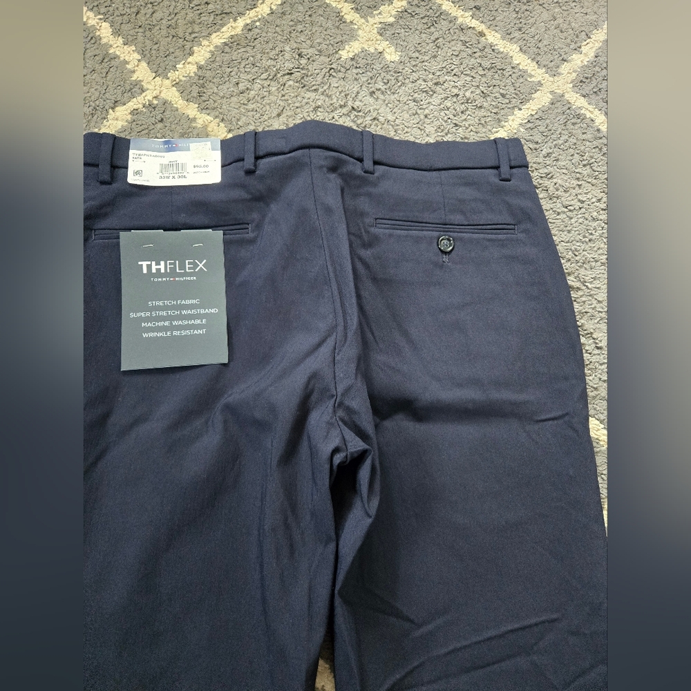 NWT Tommy Hilfiger Men's 33x30 THFlex Modern Fit Pant Stretch Navy Blue - Picture 8 of 11